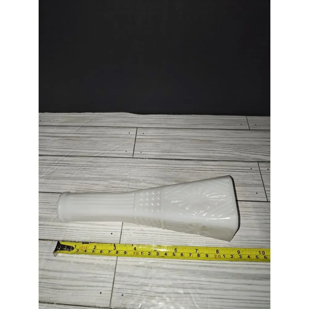 Art Deco Square Milk Glass Vase - Vintage Wedding Farmhouse Style Decor